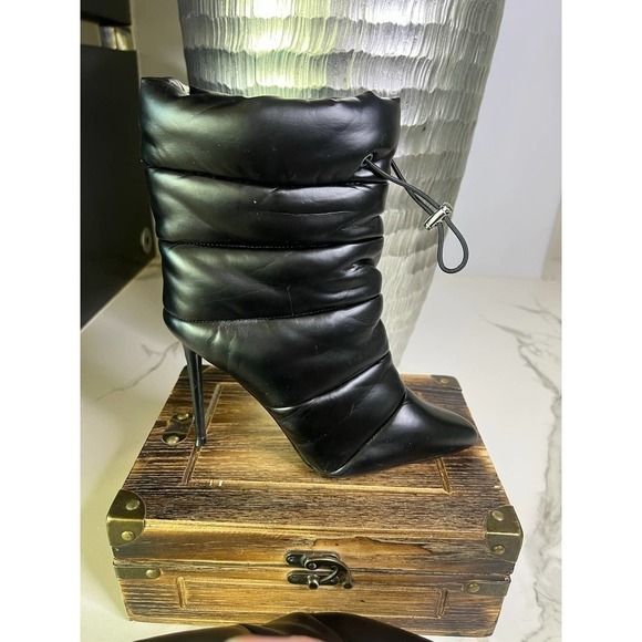 Steve Madden Quilted Stiletto Booties in Black - Picture 8 of 12